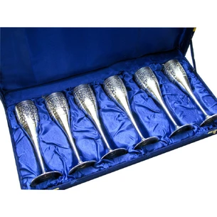 Silver-plated bronze glasses (no. 6 pcs) (53x24x8 cm)