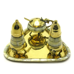 Солонка, перечница, горчичница бронза из жемчуга (н-р 3 шт) (17,5х12,5х9 см)