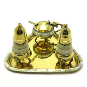 Солонка, перечница, горчичница бронза из жемчуга (н-р 3 шт) (17,5х12,5х9 см)