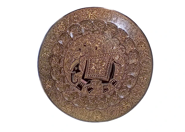 Фото 1 - Bronze wall plate Raja on an elephant (58 cm)