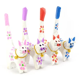 Кошки деревянные кольцедержатели (н-р 4 шт) (11х5х7,5 см) цена за набор A