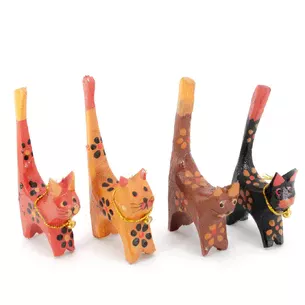 Cats wooden ring holders (no. 4 pcs) (11x5x7.5 cm) price per set