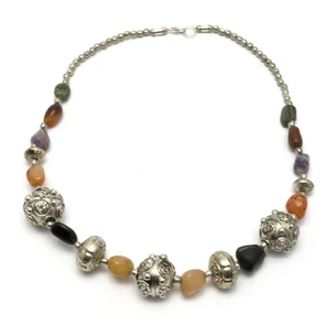 Agate and metal necklace (25 cm)