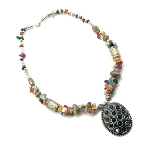 Beads with stones and a pendant