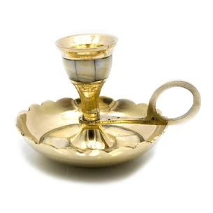 Bronze candlestick with mother-of-pearl (7x10.5x9 cm) (4)