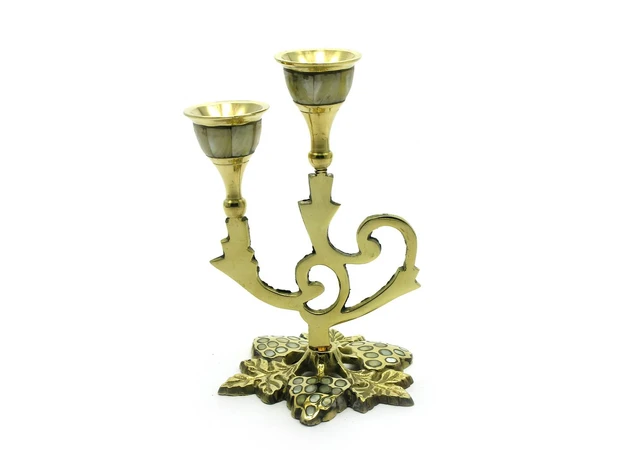 Фото 1 - Candlestick for 2 candles bronze with mother-of-pearl (15.5x10x10 cm)