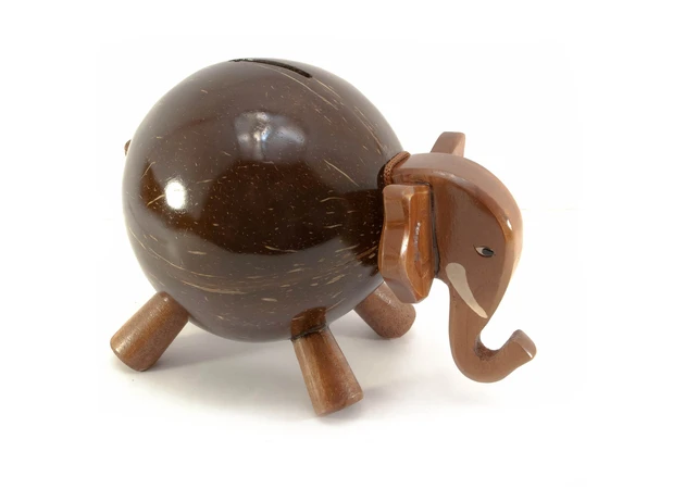 Фото 1 - Elephant coconut piggy bank (19x13x10 cm)