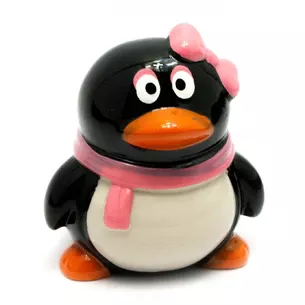 Piggy bank ceramic Penguin with a bow (10x8, 5x8, 5 cm)