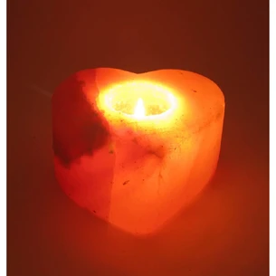 Salt candlestick Heart (ch-3) (11.5x11x6 cm) (18 pcs box) (Himalayan salt)