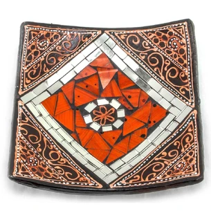 Terracotta dish with mosaic (15x15x3 cm) A