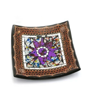 Terracotta dish with mosaic (19x19x4 cm)