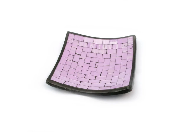 Фото 1 - Terracotta dish with purple mosaic (14.5x14.5x2 cm)