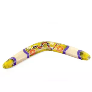 Boomerang painted tree yellow (41x13x1.5 cm)