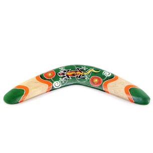Boomerang painted tree green (31.5x12x1 cm)