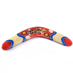 Painted red boomerang (31.5x10x1 cm)