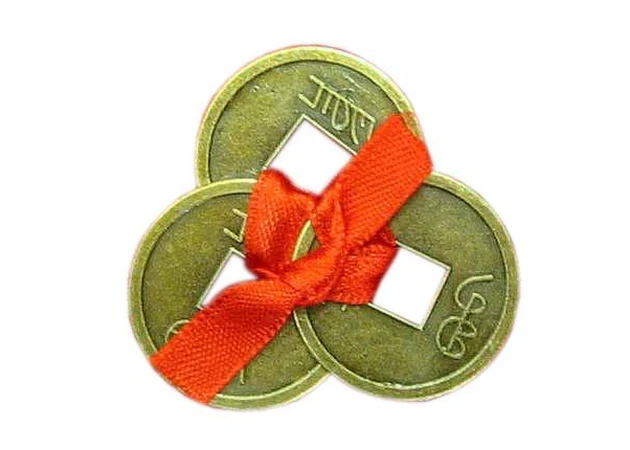 Фото 1 - Coins (3 pcs) (2.5 cm) in a wallet dark red ribbon (100 pcs/pack)