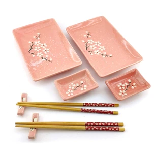 Sakura sushi service on a pink background (2 persons) (28x28.3x3.5 cm)