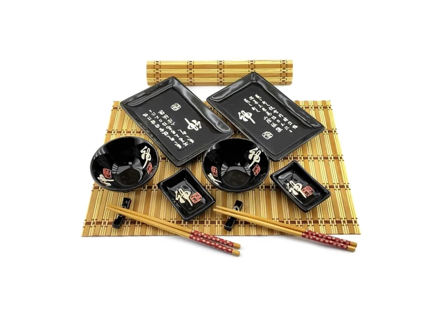 Фото 1 - Sushi set Hieroglyphs on a black background (2 persons) (39x27.5x5.5 cm)