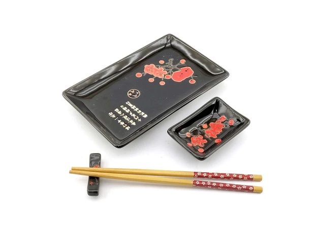 Фото 1 - Sushi set Red sakura on a black background (28x14 cm) (1 person)