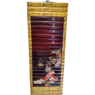 Bamboo panel Girl with a parrot (24x65 cm)