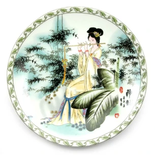 Wall plate Girl with a flute (15 cm) (6P174) (48 pcs/box)