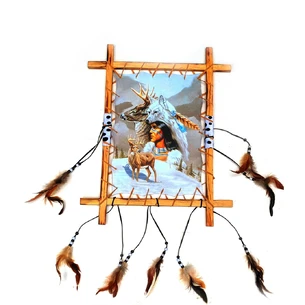 Totem Indian with deer (50x40 cm)
