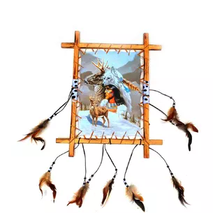 Totem Indian with deer (50x40 cm)