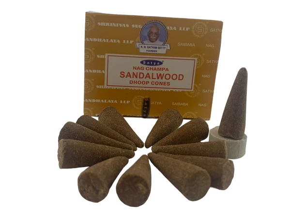Фото 1 - Sandalwood Dhoop Cone (Сандал)(Satya) 12 конусів в упаковці