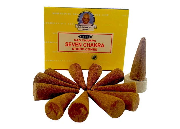 Фото 1 - Seven Chakra Dhoop Cone (Сьома Чакра)(Satya) 12 конусів в упаковці