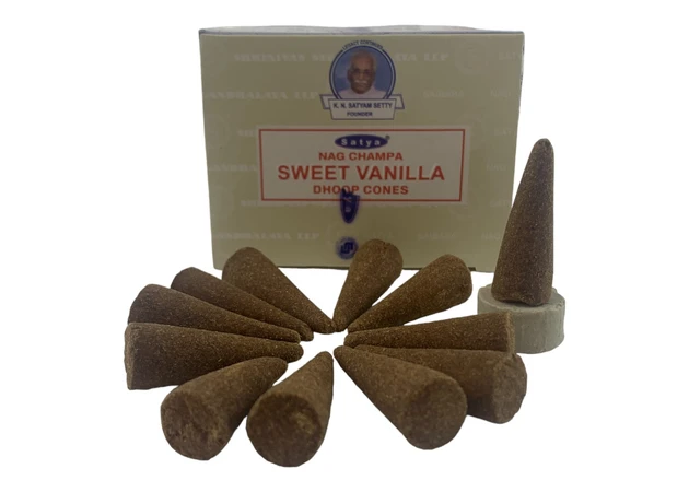 Фото 1 - Sweet Vanilla Dhoop Cone (Солодка Ваніль)(Satya) 12 конусів в упаковці