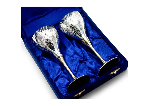 Фото 1 - Silver-plated bronze glasses (no. 2 pcs/150ml) (H-18 cm) (22x20x9 cm)