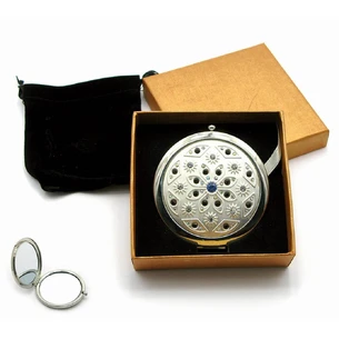 Cosmetic mirror with stones Silver (in a box + cover)