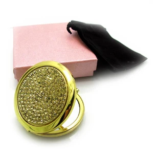 Cosmetic mirror Rhinestones gold 18583 Zolotoy (in a box + case)