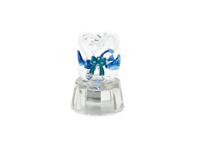 Фото 1 - Crystal swans with a bow with illumination (6x4.5x4.5 cm)