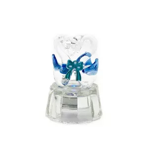 Crystal swans with a bow with illumination (6x4.5x4.5 cm)