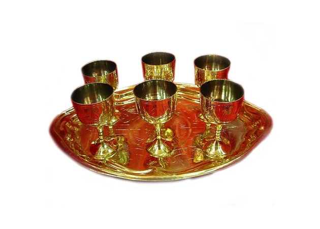 Фото 1 - Bronze yellow glasses (no. 6 pcs./50 ml.) (H-8 cm tray 30.5x20 cm)