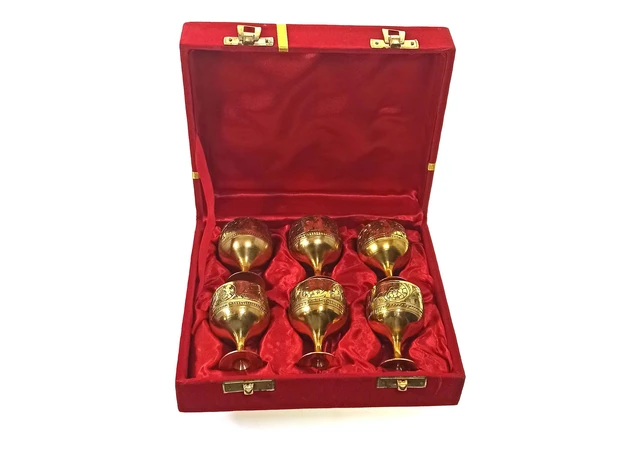 Фото 1 - Gold-plated bronze glasses (n-r6pcs/30 ml) h-5.5 (18.5x15.5x5.5 cm)