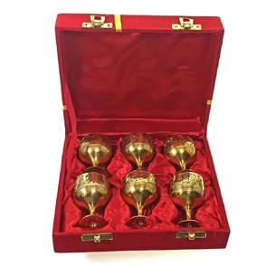Gold-plated bronze glasses (n-r6pcs/30 ml) h-5.5 (18.5x15.5x5.5 cm)