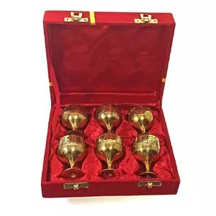 Рюмки бронзовые позолоченные (н-р6шт/30 мл) h-5,5 (18,5х15,5х5,5 см)