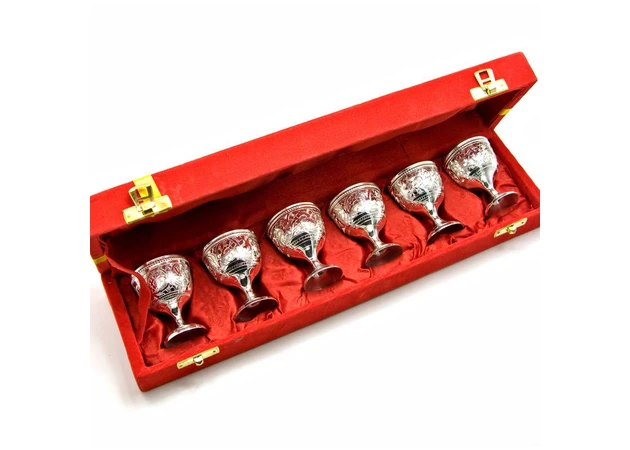 Фото 1 - Silver-plated bronze glasses (no. 6 pcs./50ml) (37.5X9x6 cm)