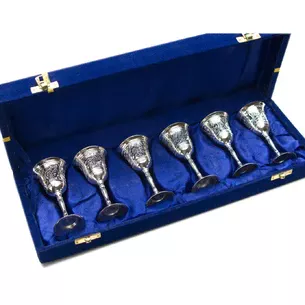 Silver-plated bronze glasses (no. 6 pcs) (h-10 cm) (44.5x15x7 cm)