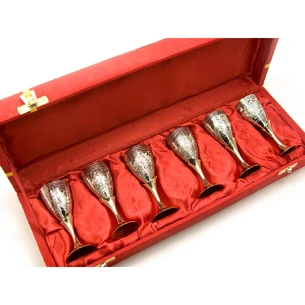 Silver-plated bronze glasses (number 6) (h-9.5 cm) (34.3x12.5x5.5 cm)