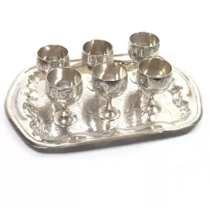 Чарки бронзові хром (н-р 6 шт. / 40мл.) (H-5.5 см піднос 23х16 см)