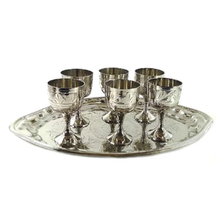 Chrome bronze glasses (no. 6 pcs./50 ml.) (H-8 cm tray 30.5x20 cm)