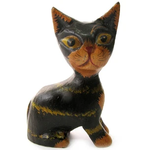 Wooden figurine Cat (10 cm) (Indonesia)
