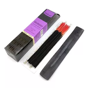 Meditation 40 Stiks with Incense Holder (Пахощі 40 штук з дерев'яною підставкою) (Tulasi)