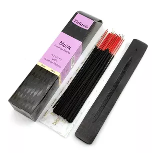 Musk 40 Stiks with Incense Holder (Благоухание 40 штук с деревянной подставкой) (Tulasi)