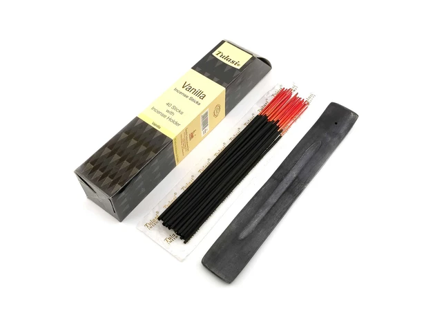 Фото 1 - Vanilla 40 Stiks with Incense Holder (Пахощі 40 штук з дерев'яною підставкою) (Tulasi)
