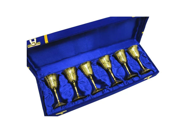 Фото 1 - Gold-plated bronze glasses (no. 6 pcs/30ml) h-10 cm (39x10x6 cm)