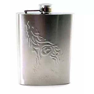 Фляга из нерж.стали Волк (230 мл.) (13,5х10х2 см)